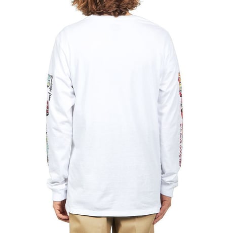 HUF ハフ ワールドワイド 長袖 Tシャツ 白 GREETINGS 両袖デザイン ロンT