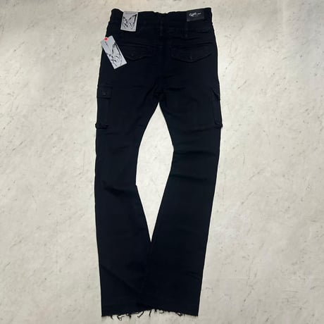 米国シカゴ発 Gunzinii ガンジーニ Jeweled Cargo Stacked Jeans ジュエル カーゴ スタックドデニム (JNS135)