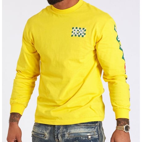 日本未入荷 DOPE ドープ 長袖 Ｔシャツ ロンＴ グランプリ GRAND PRIX ワールドシリーズ 黄色 ステッカー付