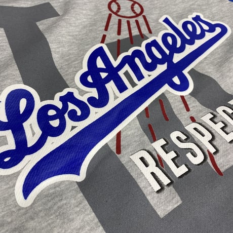 LAX発  LosAngels RESPECT ロサンゼルス リスペクト グラフィック プルオーバー パーカー LA バイカラー