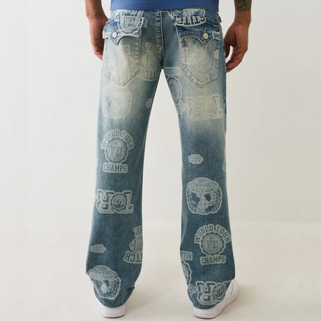 プレミアムジーンズ True Religion トゥルーレリジョン Ricky リッキー 総柄 ストレートジーンズ (JNS254)