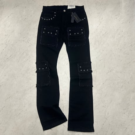 米国ブランド FWRD Denim NY アイレット スタックド デニム Eyelet Stacked Jeans ジェットブラック (JNS141)