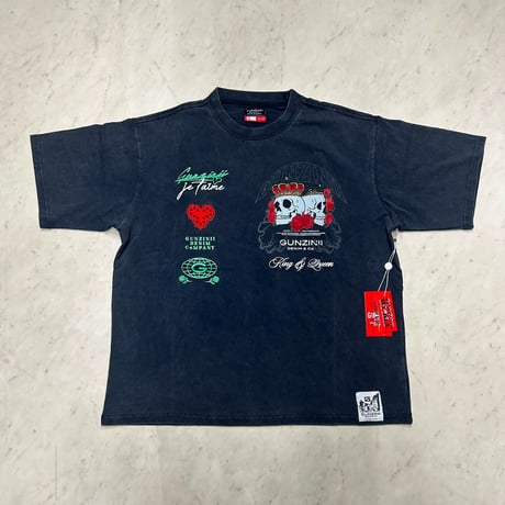 米国シカゴ発 Gunzinii ガンジーニ King & Queen Skull Boxy T-Shirt スカルTシャツ (CropT57)