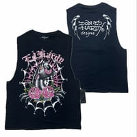 USA仕様 Ed Hardy エドハーディ Panther Web Rhinestone Cropped Cut Off T クロップ カットオフ Tシャツ (EdT6)