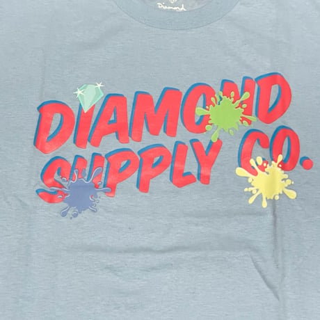 【M】  ダイヤモンドサプライ Diamond Supply Co. 半袖 Tシャツ 水色 ペイント POP (T24)