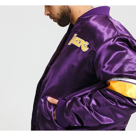 ミッチェル&ネス Mitchell&Ness ロサンゼルス LA レイカーズ LAKERS サテン HWC スタジャン NBA