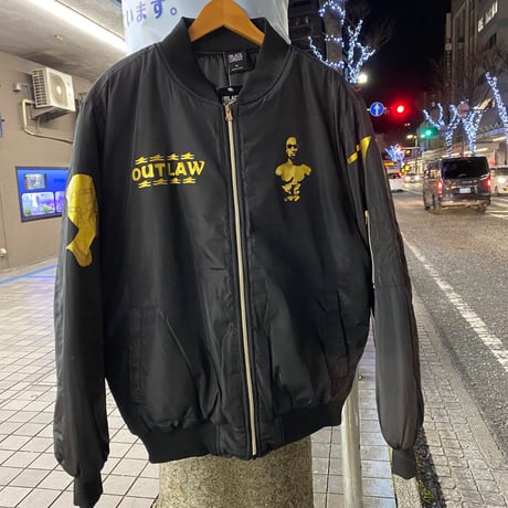 BLACK SHEEP ブラックシープ OUTLAW アウトロー ミリタリー MA-1ジャケット 黒 ゴールド 2PAC