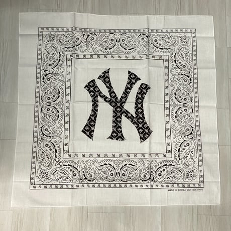 大判バンダナ NY ニューヨーク モノグラム BIGロゴ ペイズリー Monogram Paisley 白 (BNDN108)