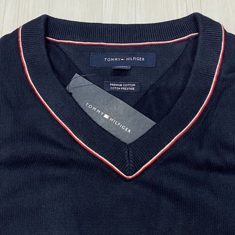 USAモデル TOMMY HILFIGER プレミアムコットンニット ベスト SkyCaptain (R4F-10)
