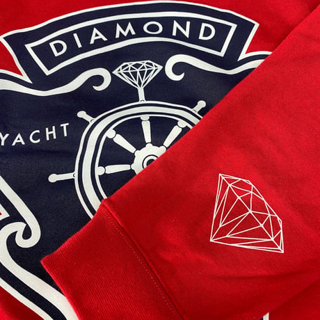 Diamond Supply ダイヤモンドサプライ YACHT CREST クルーネック スウェット トレーナー ピスタグ付き  赤