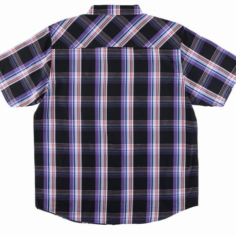 LRG エルアールジー チェック柄 パープル 紫 Purple 半袖 ボタンシャツ 綿100% ストリート