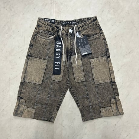 米国LAブランド Stylo Jeans LA スタイロジーンズ BAGGY バギー パッチワーク ショートデニム (SJNS45)