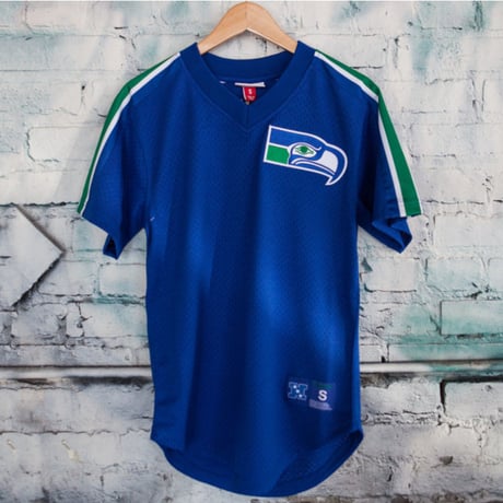 Mitchell&Ness ミッチェル&ネス NFL シアトル Seahawks  シーホークス Vネック 公式 メッシュ ユニフォーム