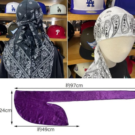 ペイズリー DURAGドゥーラグ TIEDOWN インナーキャップ シルキータッチ バンダナ柄 ロイヤル
