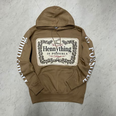 LA発 Hennything Is Possible グラフィック プルオーバー パーカー ダークベージュ (GFX/Hdy104)