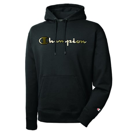 日本未発売 Champion USA チャンピオン GOLD ゴールドロゴ パッチ リバースウィーブ パーカー 黒