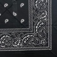ペイズリー バンダナ Paisley Bandana ヴィンテージ調 大判サイズ 59cm 黒 (BNDN101)