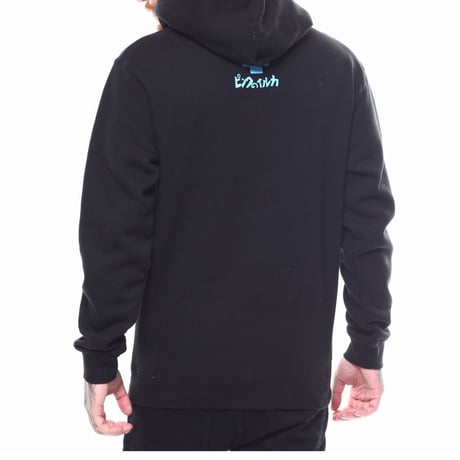 Pink Dolphin ピンクドルフィン Mr Posi スケッチ 厚手 プルオーバー パーカー LA ピンクのイルカ 黒