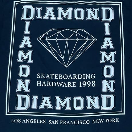 USA製 【S】 Diamond Supply Co. ダイヤモンドサプライ 長袖 Tシャツ 紺 ロンT スクエアロゴ (TL6)
