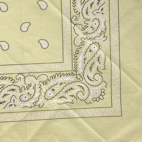 ペイズリー バンダナ Paisley Bandana ヴィンテージ調 大判サイズ 54cm クリームイエロー (BNDN96)