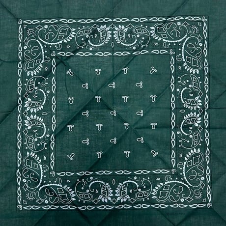 ペイズリー バンダナ Paisley Bandana ヴィンテージ調 大判サイズ 55cm フォレストグリーン (BNDN91)