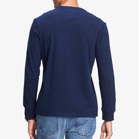 TommyHilfiger トミーヒルフィガー  長袖 Tシャツ ロンT ネイビー 紺 ロゴ テープ袖 ロングスリーブ