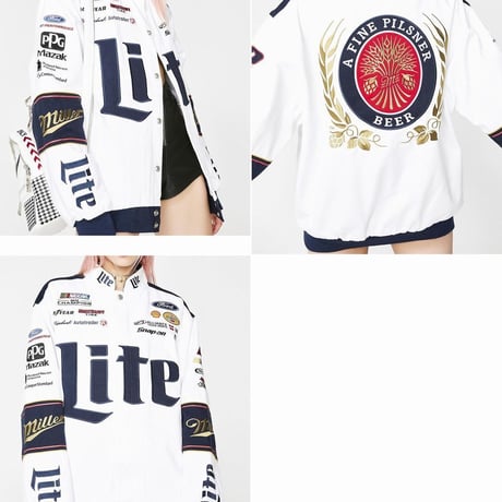 USA最強モータースポーツ  NASCAR 海外限定 JHデザイン レーシングジャケット  LITE ミラーライト