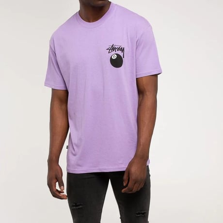 Stussy ステューシー 8Ball エイトボール PIG ピグメント ビンテージ加工 ラベンダー 紫 コットン100%