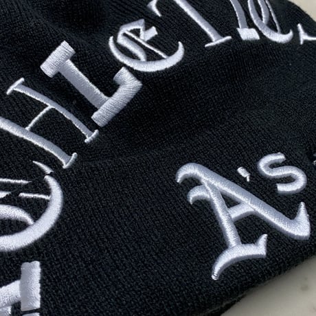NEWERA ニューエラ MLB ゴシック調 ブラックレター ニット帽 オークランド アスレチックス Athletics