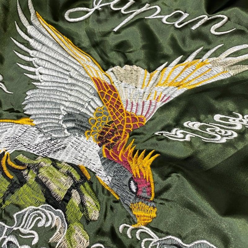 中綿入り Yokosuka刺繍入り スカジャン PUFF SUKAJAN 鷹 HAWK 総刺繍