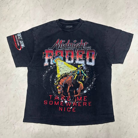 LA発祥 FIRST ROW ファーストロー Midnight Rodeo T-Shirts スタッズ ヘヴィーウォッシュドTシャツ (CropT55)