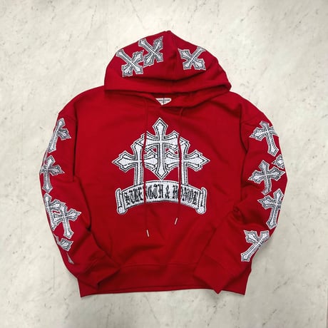 米国ブランド FWRD Denim NY クリスタル テンプル 十字架 パーカ Crystalized Templar (Hdy102)