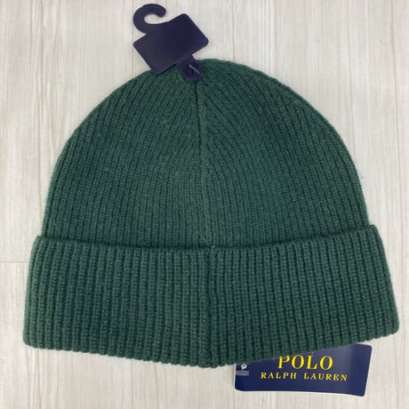 POLO RALPH LAUREN ラルフローレン SIGNATURE ポニーロゴ リブ編み ニット帽 C.グリーン