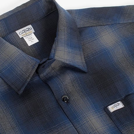アメリカ製 CALTOP キャルトップ 半袖 オンブレチェックシャツ NAVY GREY 紺 グレー (SBS48)