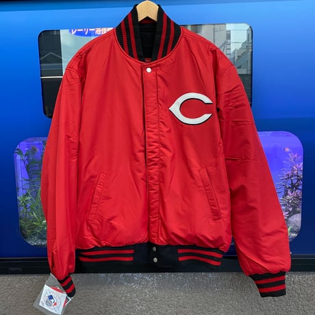 MLB公認 JHデザイン シンシナティ Reds レッズ WOOL リバーシブル スタジアムジャケット スタジャン 黒 赤