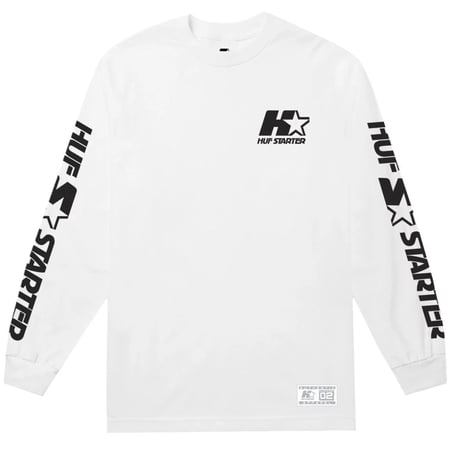 限定コラボモデル HUF ハフ STARTER スターター コラボデザイン 長袖 Ｔシャツ ロンＴ 白