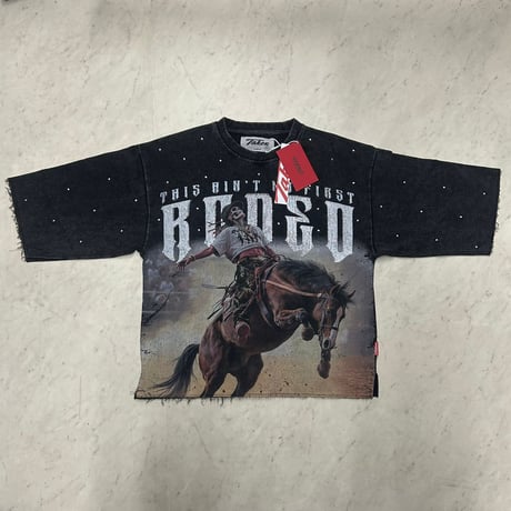 日本未入荷ブランド TAKER テイカ― RODEO クロップドTシャツ ラインストーン (CropT26)