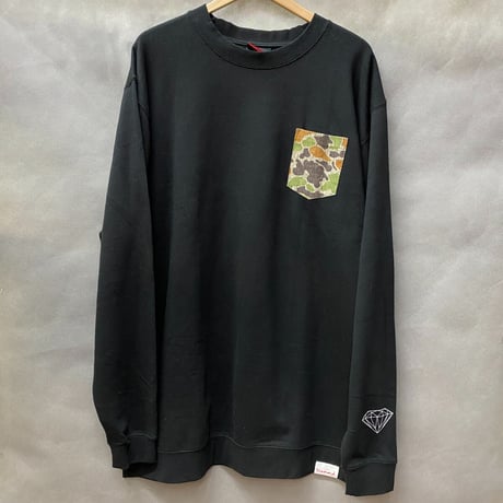 Diamond Supply ダイヤモンドサプライ RainFrog クルーネック スウェット トレーナー 黒 カモフラ 迷彩