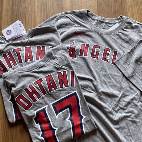 MLB公式 NIKE ロサンゼルス エンゼルス LA Angels大谷翔平 Tシャツ #17 OHTANI グレー