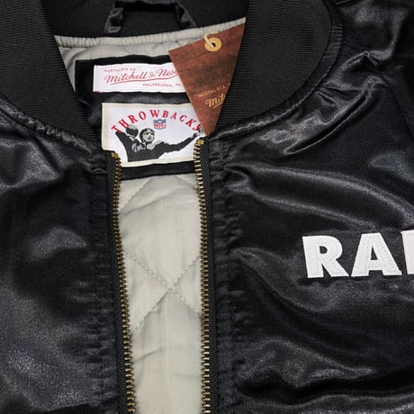 Mitchell&Ness ミッチェル&ネス NFL ラスベガス レイダース サテン スタジアムジャンパー