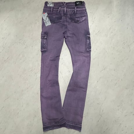 米国シカゴ発 Gunzinii ガンジーニ Jeweled Cargo Stacked Jeans ジュエル カーゴ スタックドデニム (JNS136)