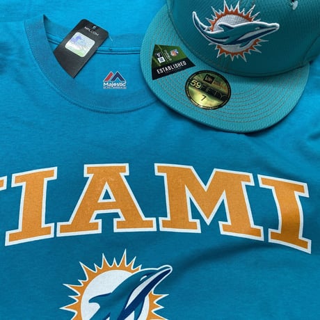 NFL公式 Majestic Athletic マイアミ ドルフィンズ DOLPHINS 半袖 Tシャツ アクア