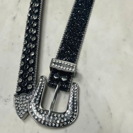 ラインストーン ブリンブリン ベルト Bling Bling Rhinestone Belt 黒 (BELT9)