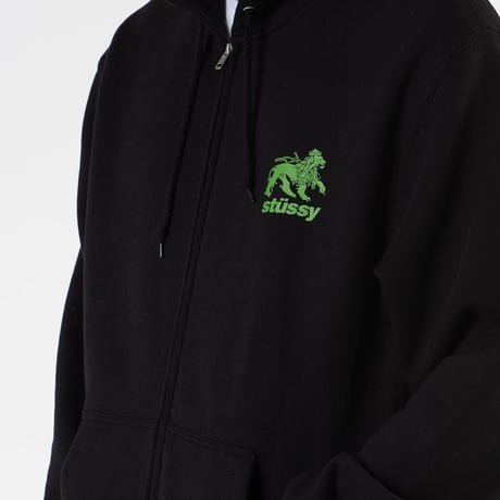 Stussy USA ステューシー ラスタライオン ZIP スウェット ジップアップ 裏起毛 パーカー 黒