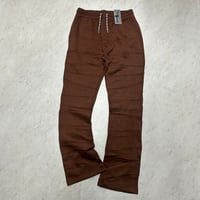 米国LAブランド Bezalel Jeans ベザレル ジーンズ Horizontal stitched 横ステッチ スウェットパンツ 茶 (JNS236)