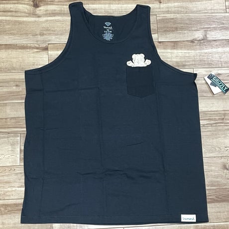 【2XL】 米国製 ダイヤモンドサプライ Diamond Supply Co タンクトップ 黒 Grizzly グリズリー ポケット付