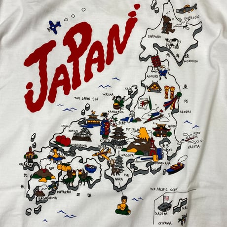 ロリコ限定 YOKOSUKA 和柄Tシャツ 地図日本 JAPAN MAP 白 スカT 横須賀名物 (JPT5)