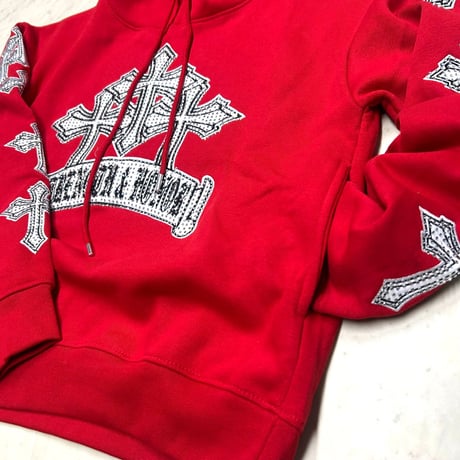 米国ブランド FWRD Denim NY クリスタル テンプル 十字架 パーカ Crystalized Templar (Hdy102)