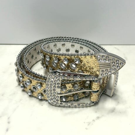 ラインストーン ブリンブリン ベルト Bling Bling Rhinestone Belt ペールゴールド (BELT19)