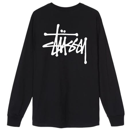 Stussy ステューシー 王道 BASIC ベーシックロゴ ショーンフォント 長袖 Tシャツ ロンT 黒